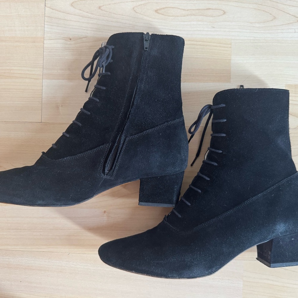 Rouje Black Suede Lace-Up / Zip Boots 41 - Picture 4 of 8